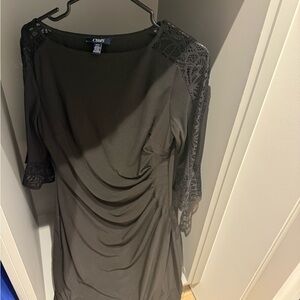 Chaps Elegant Black Dress with Lace Sleeves